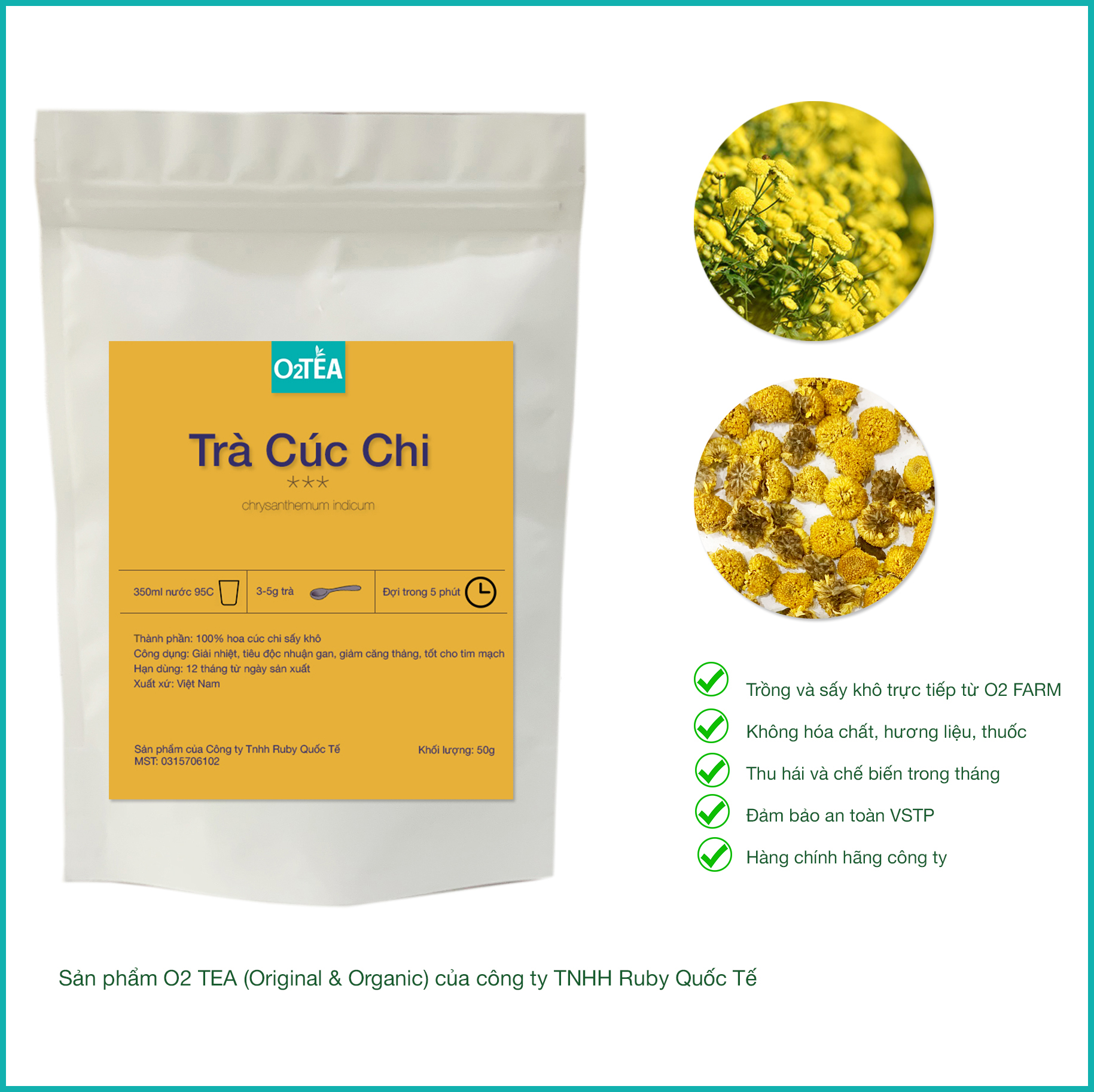 Trà cúc chi 100g túi zip - trà o2 tea