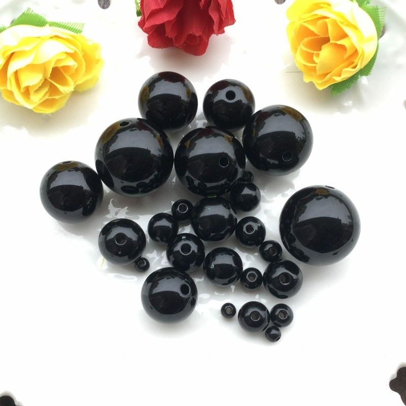 Hạt bẹt 10mm đen hạt nhựa để kết lên áo dài giả ngọc trai đen 100g