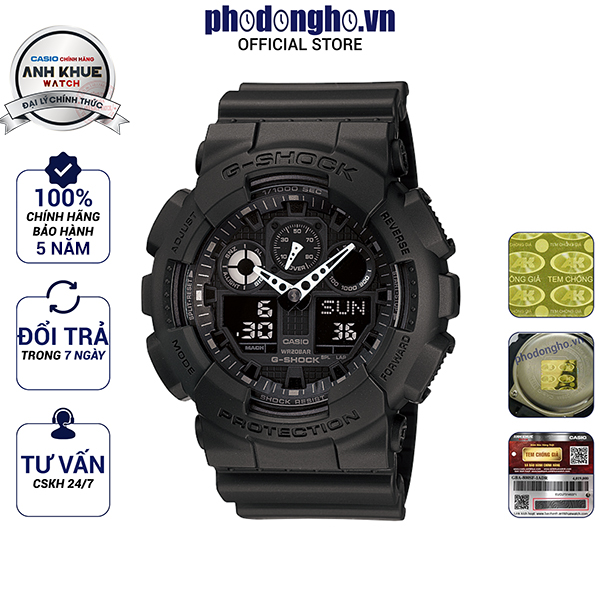 Đồng hồ nam dây nhựa g-shock chính hãng casio anh khuê ga-100-1a1dr