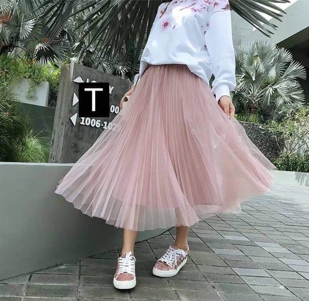 [Ảnh thật] Chân Váy Lưới Hai Lớp Dày Mịn Hot Hòn Họt T90