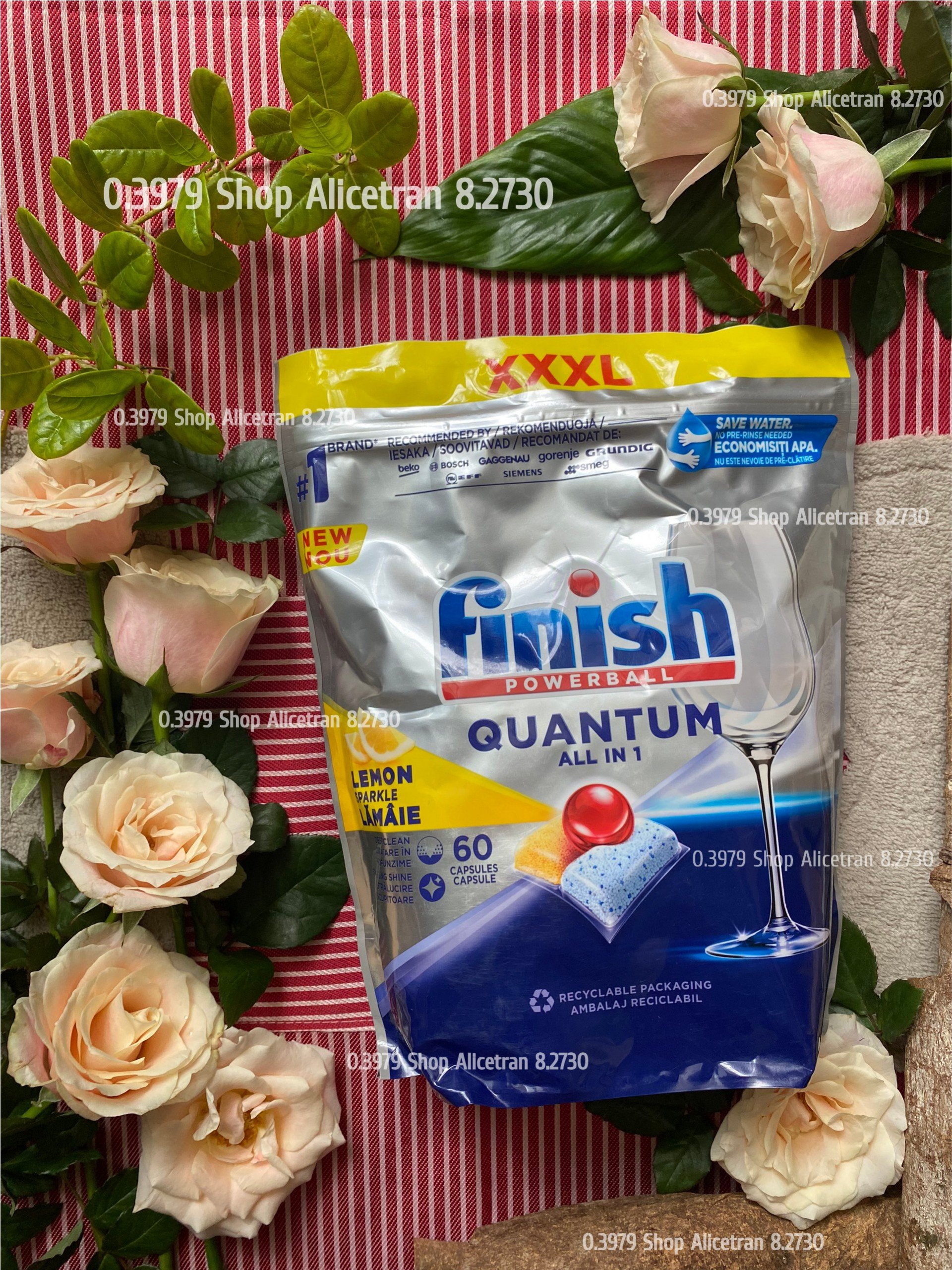 Viên rửa chén bát Finish Quantum All in 1 Hương Chanh - 12x chức năng