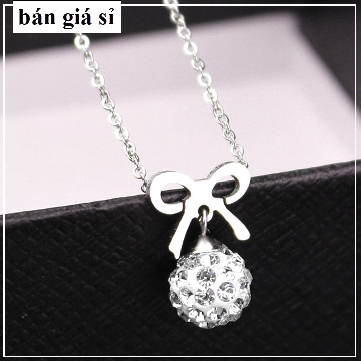 Dây chuyền inox nữ Nơ Cách Điệu và Trai Châu