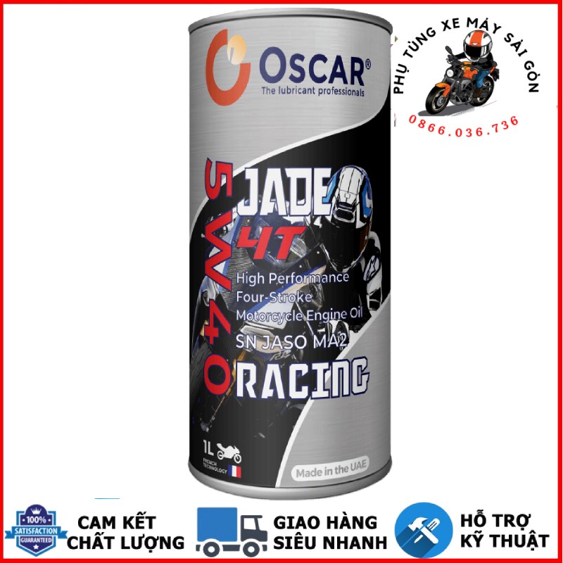 Nhớt tổng hợp Oscar Jade 4T Racing 5W40 dành cho xe số, côn tay, PKL - Nhập khẩu UAE [Mua 5 tặng 1 p