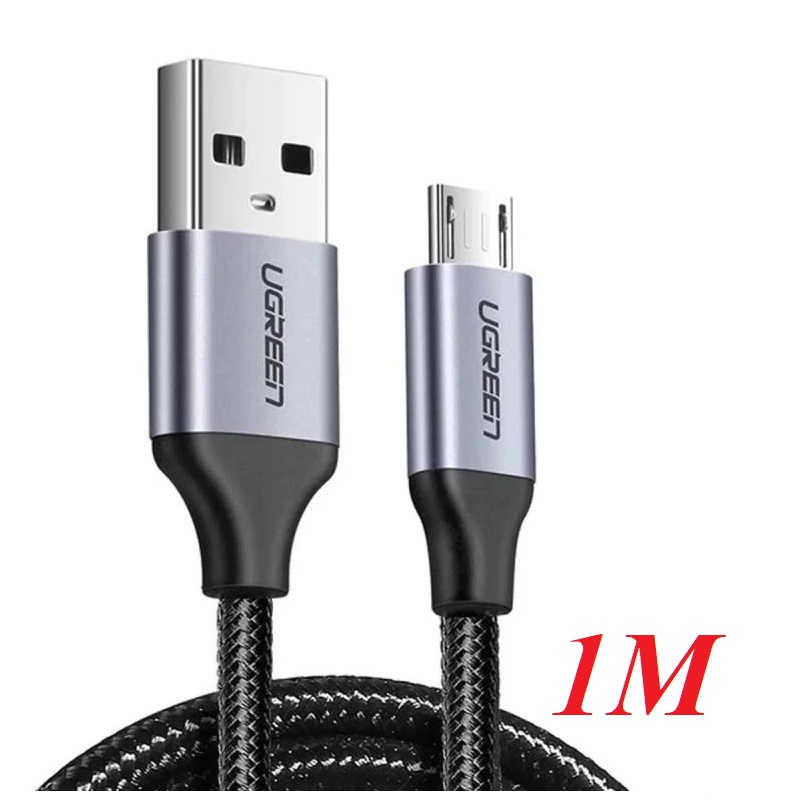 Ugreen 60146 1m màu đen cáp sạc truyền dữ liệu usb 2.0 sang micro usb vỏ dây bọc lưới us290