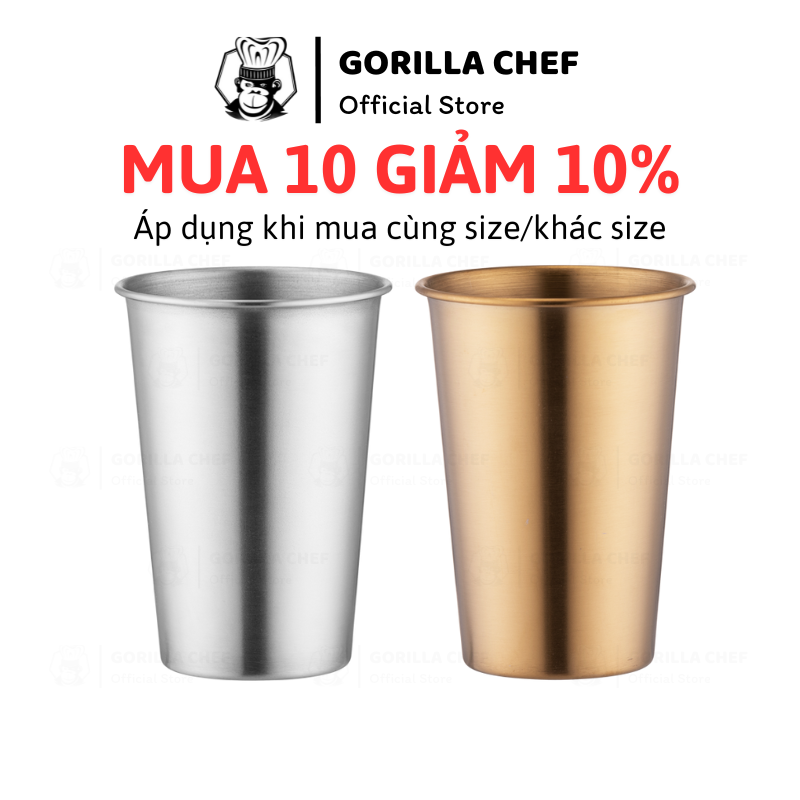  Ly uống nước inox 304 GORILLA CHEF kiểu dáng Hàn Quốc đơn giản và an toàn cho sức khỏe 260-600ml 