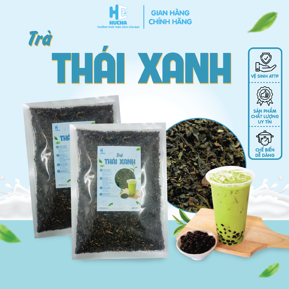 Trà thái xanh nguyên liệu nấu trà sữa thái xanh thơm ngon đậm vị gói 50g - nguyên liệu pha chế Hucha