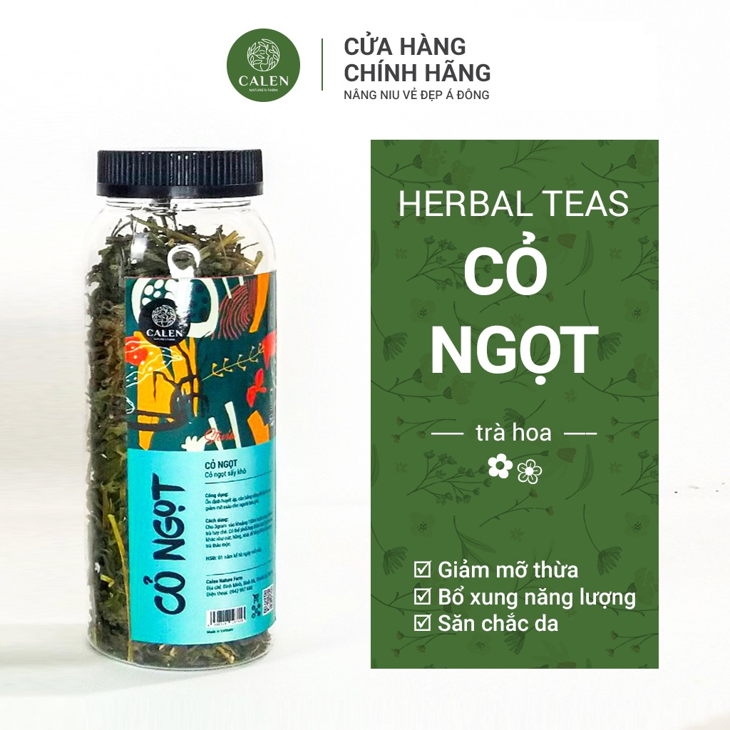 Cỏ ngọt sấy khô CALEN Tự Nhiên Loại Đẹp Nguyên Lá Không Vụn Giúp Thanh nhiệt, detox cơ thể