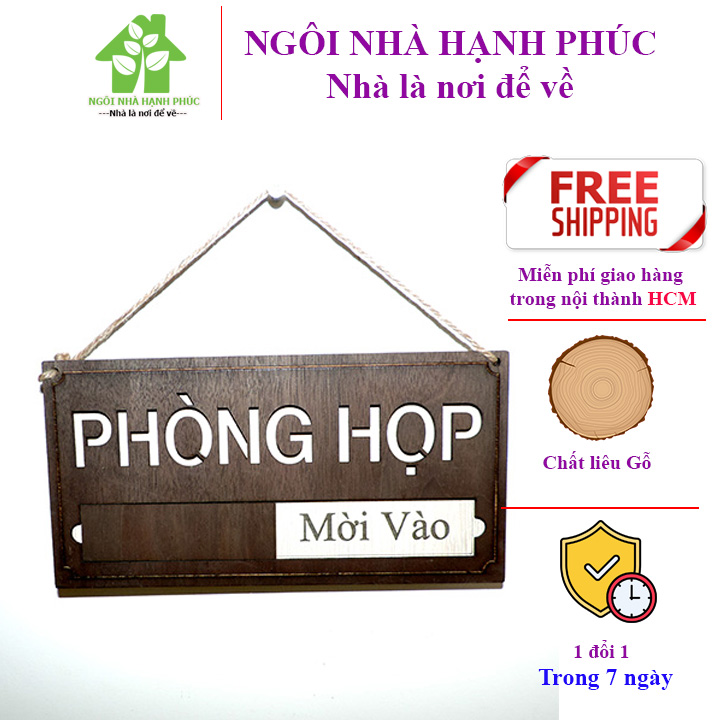 Bảng gỗ decor trang trí  VĂN PHÒNG🌈Bảng Phòng họp có hai trạng thái ĐANG HỌP - MỜI VÀO (Tặng kèm móc treo tường)