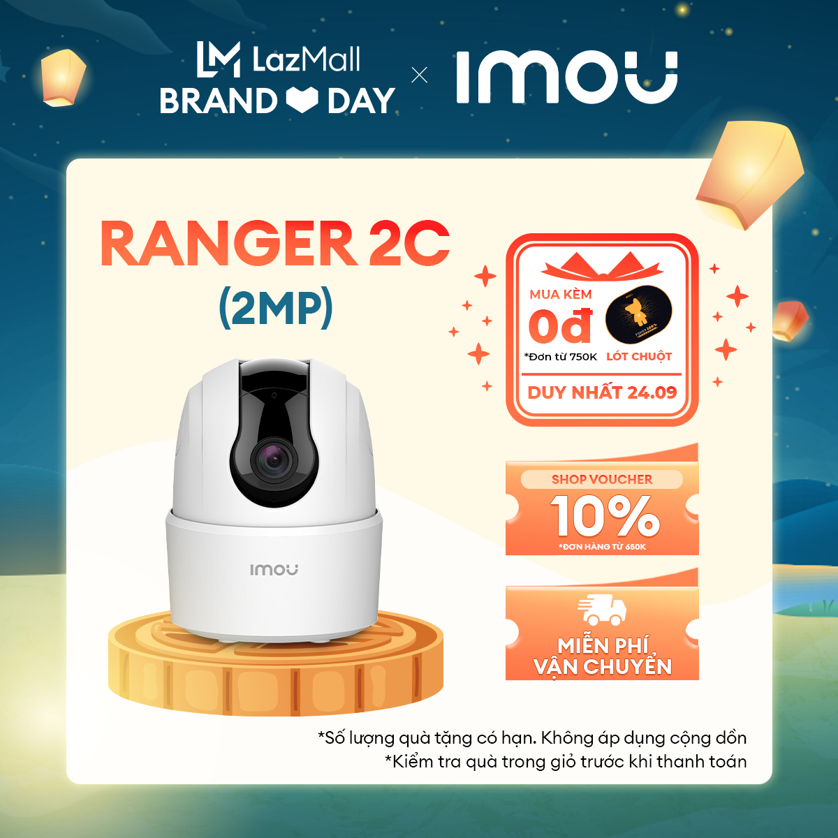 Camera Wifi trong nhà Imou Ranger 2C I Đàm thoại 2 chiều I Xoay toàn cảnh 360 I Bảo hành 2 năm I TA22CP