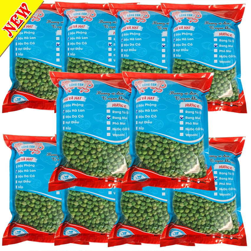 [Buôn Sỉ] 5kg Đậu Hà Lan Sấy Muối / 5Kg Đậu Hà Lan Sấy Tỏi Ớt(10 Túi) Thương Hiệu Rồng Con - Đồ ăn vặt