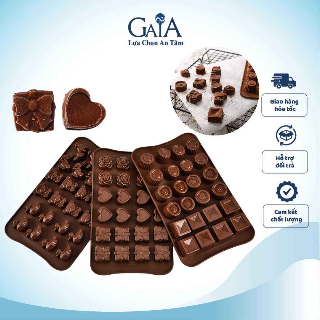 Khuôn đổ socola làm bánh kẹo hình trái tim, động vật, hoạt hình dễ thương