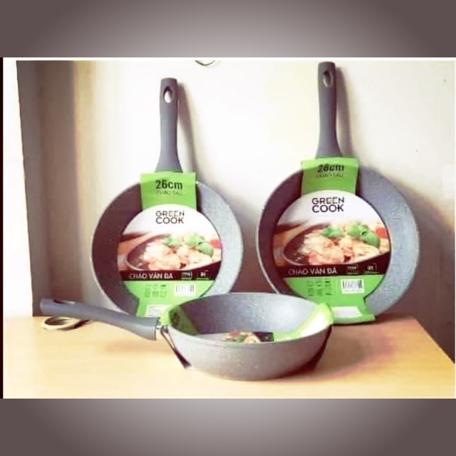Chảo đá từ Green Cook chống dính đa năng 2 trong 1 size 26cm , đá sâu lòng