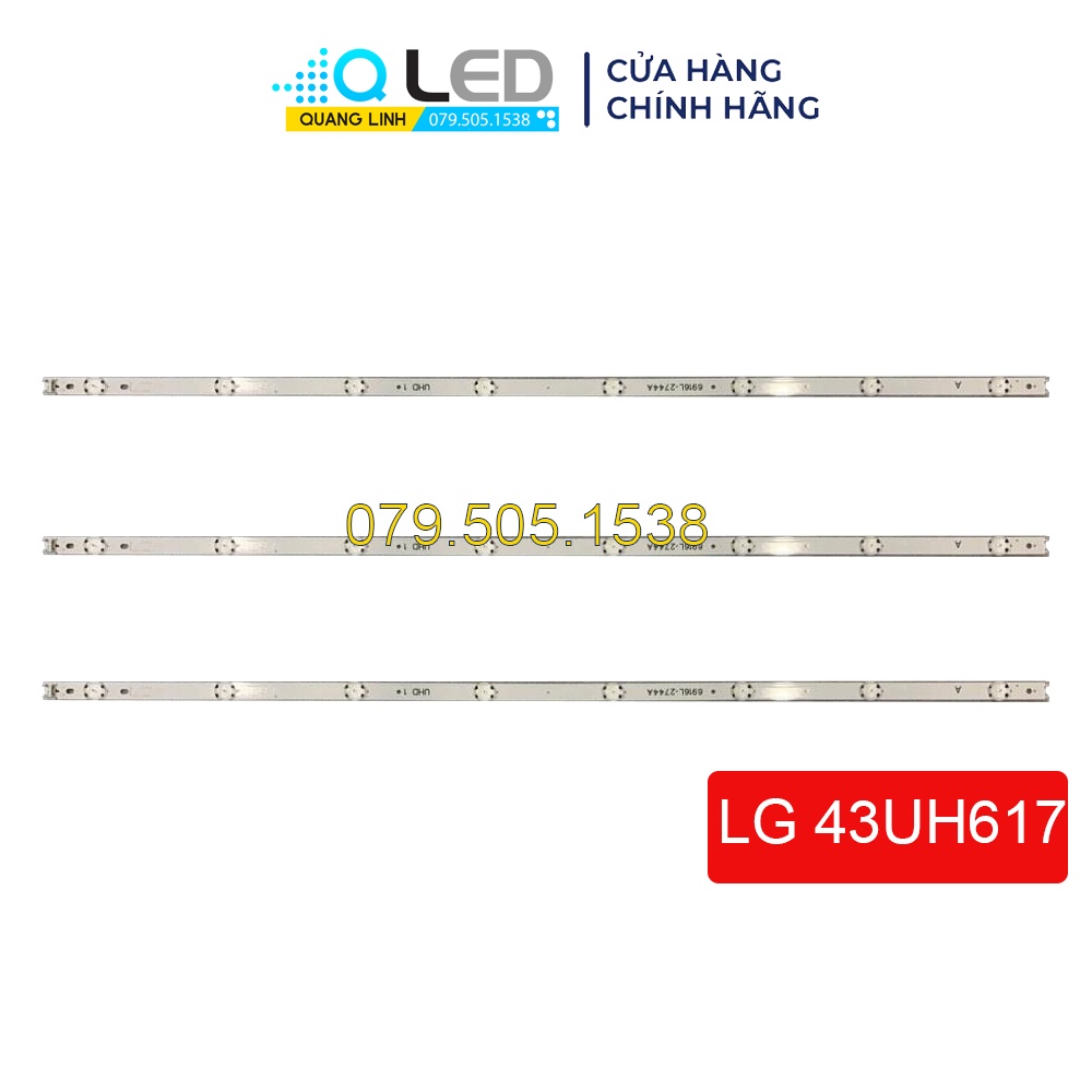 Thanh led tivi 43uh617 - lắp zin tivi lg 43uh617 - 1 bộ 3 thanh 8 bóng giống nhau - led mới 100% nhà máy