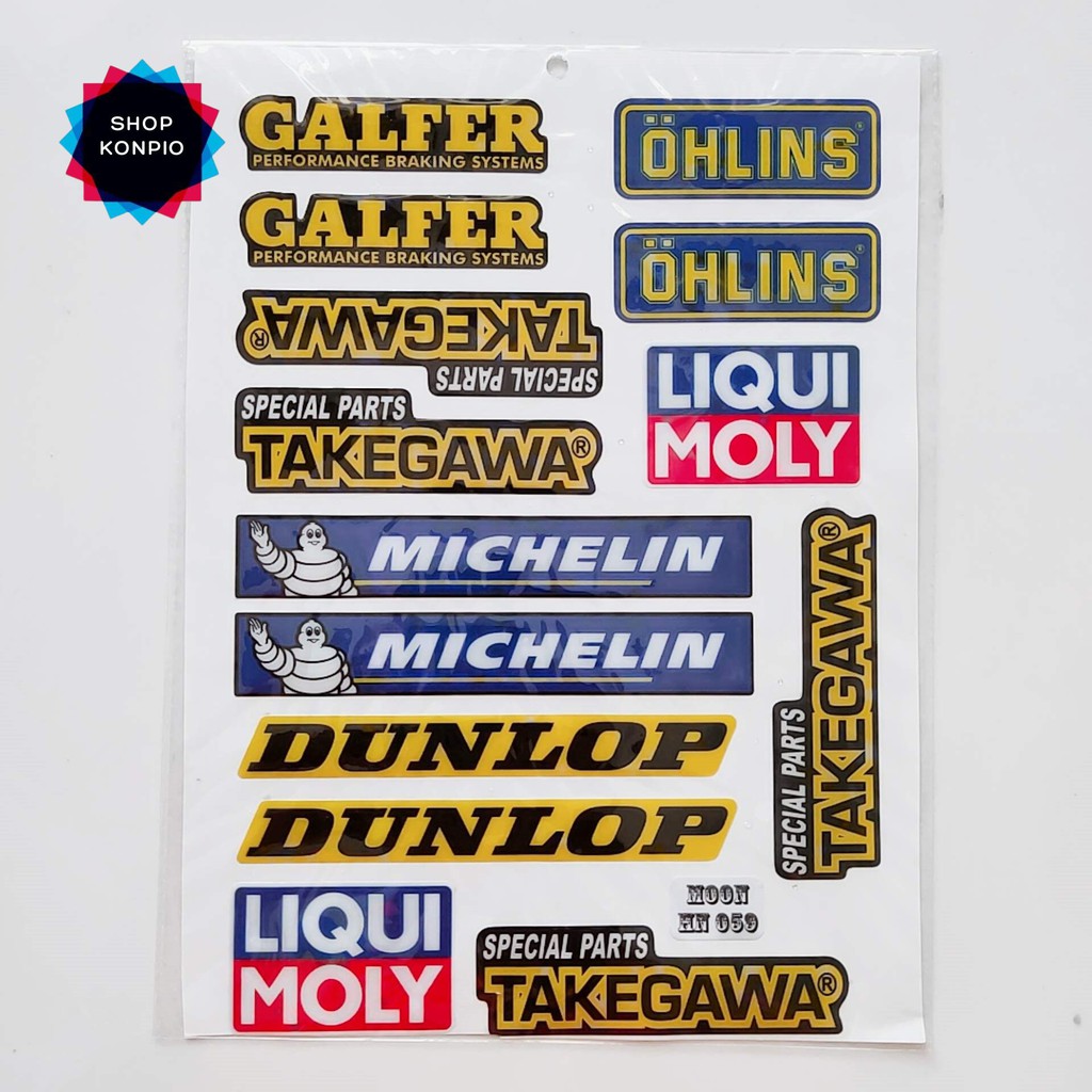 Bộ Tem Sticker Michelin Liqui Takegawa Dập Nổi Cao Cấp Dán Xe Máy, Ô Tô, Mũ Bảo Hiểm, Chống Thấm Nước, Chống Bay Màu