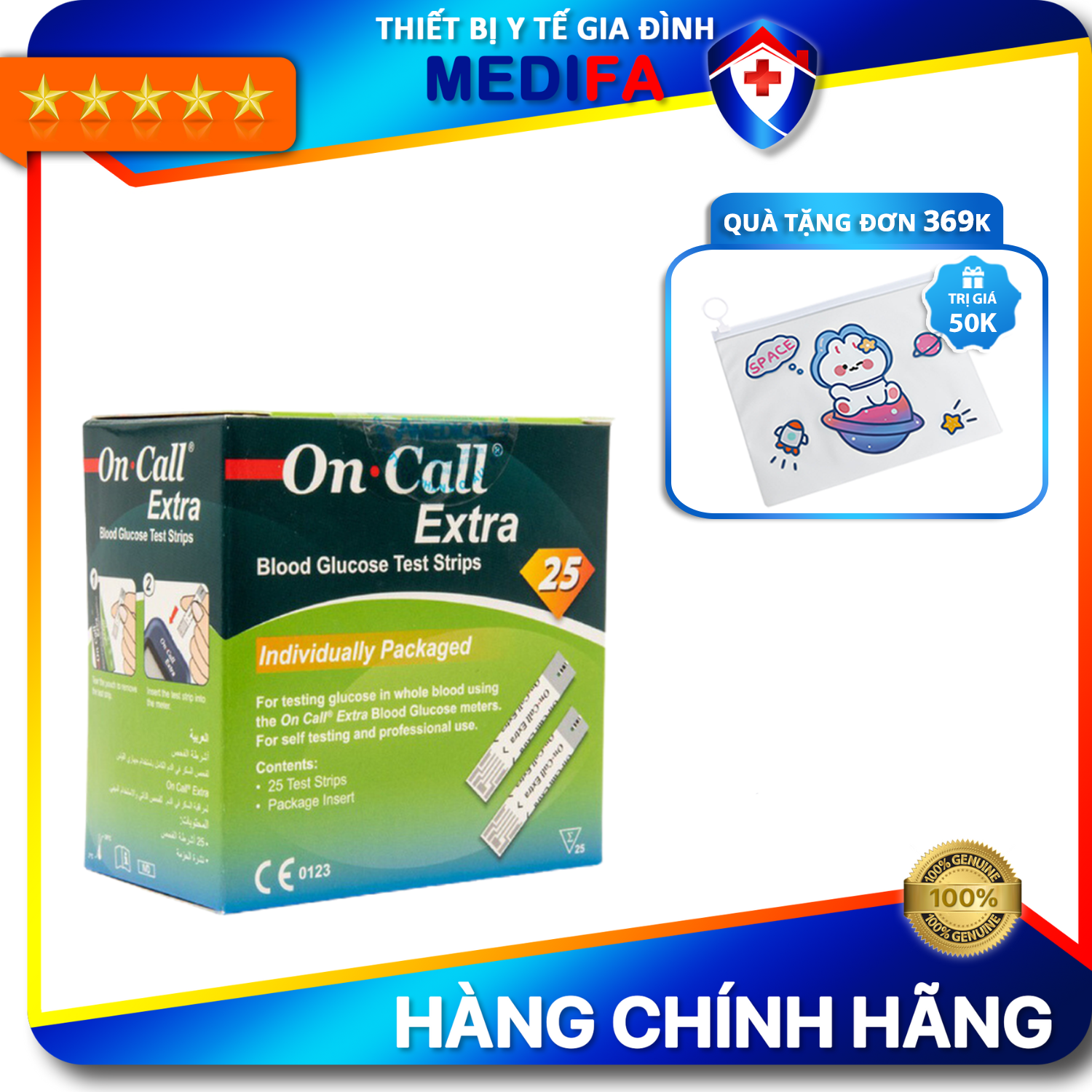 Hộp 25 Que thử đường huyết On Call Extra - Hàng Chính Hãng ACON