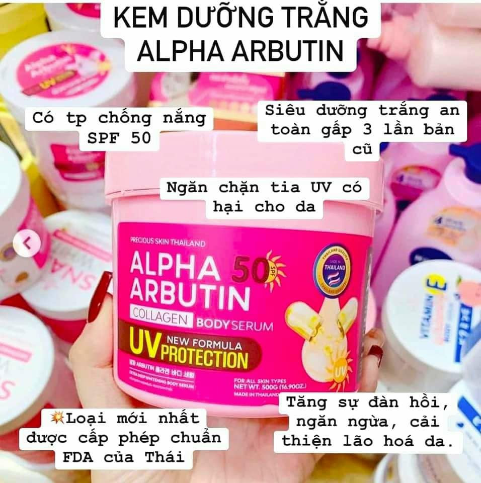 Kem kích trắng body alpha arbutin 500ml