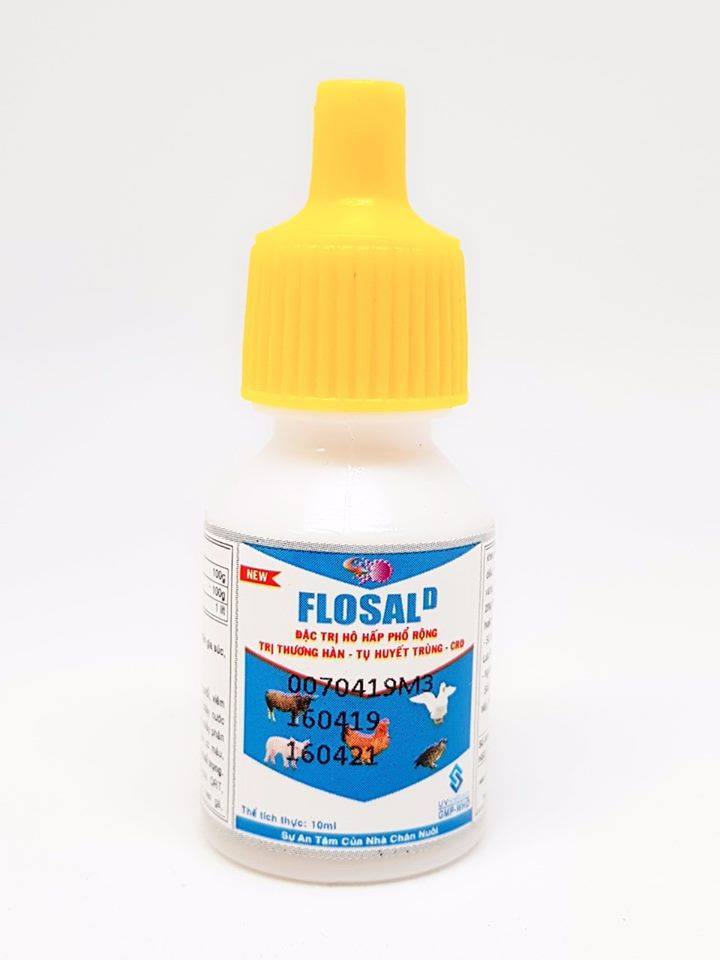 Combo 10Lọ Flosal Cho Gà Đá, Đặc trị Các Bệnh Ho Không Rõ Nguyên Nhân, Liều Dùng 1ml/10kg Hoặc 1ml/lít nước