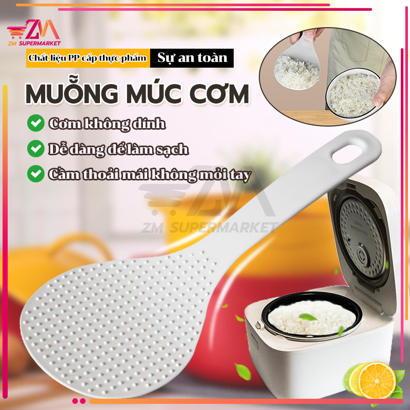 Muỗng Múc Cơm,Muỗng xới cơm chống dính,muôi cơm nhựa dày đẹp,Muỗng xới cơm bằng chống dính tiện dụng cho nhà bếp