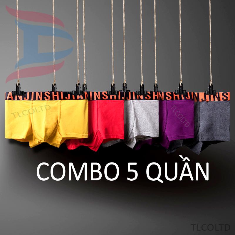 [HCM]QUẦN LÓT BOXER NAM COTTON TRƠN COMBO 5 QUẦN