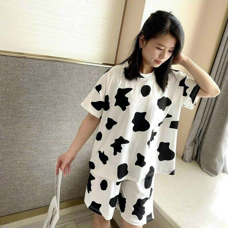 Set đồ bộ bò sữa đùi mặc nhà đi chơi chất thun cotton mát -mtb