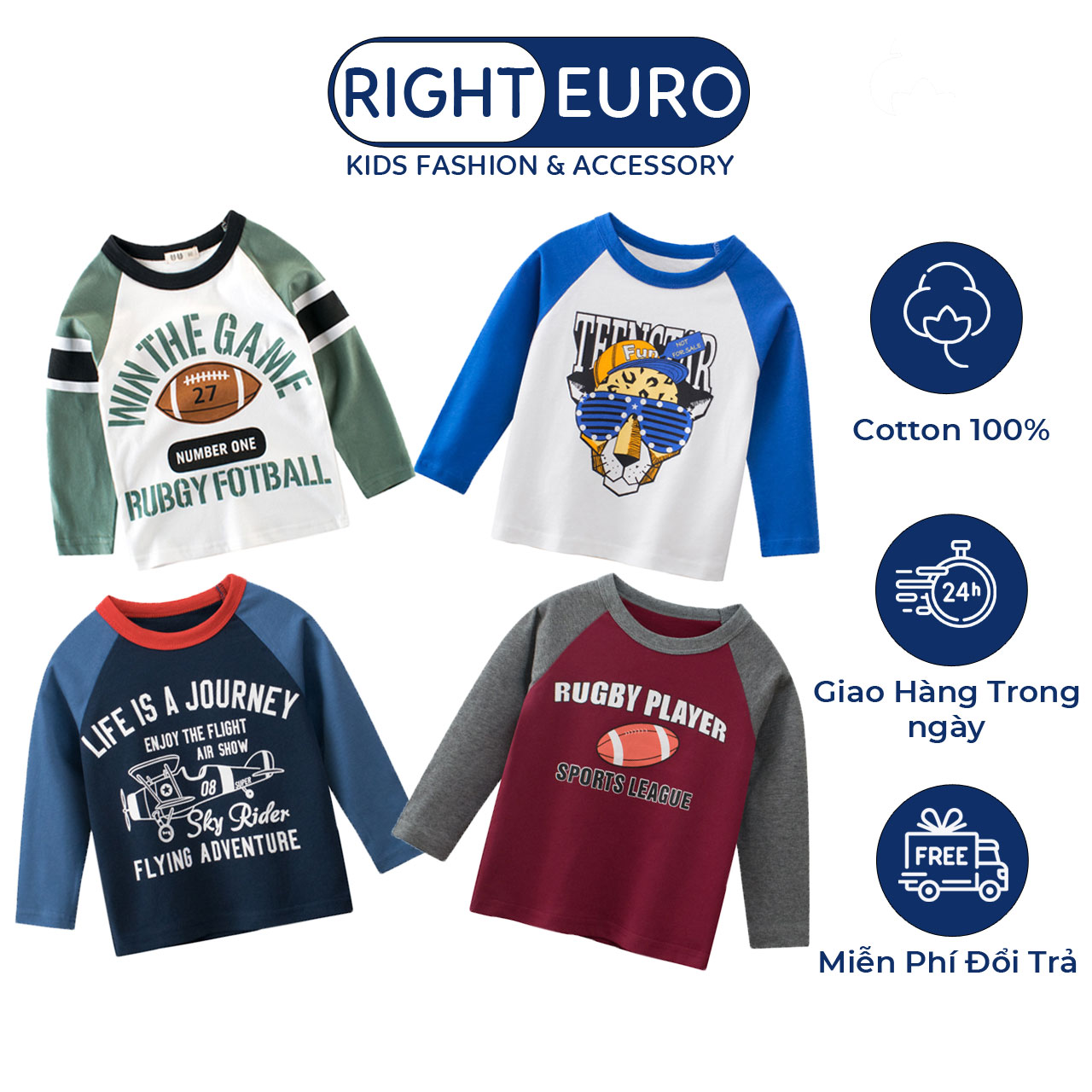 Áo Thun Dài Tay Cho Bé 27Kids Hình Vui Nhộn Áo Thu Đông Bé Trai Chất Cotton 006
