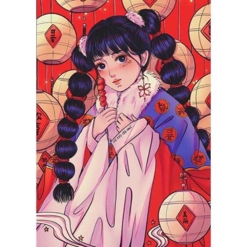 Tranh đính đá 5D tự làm họa tiết hình cô gái size 30*40cm
