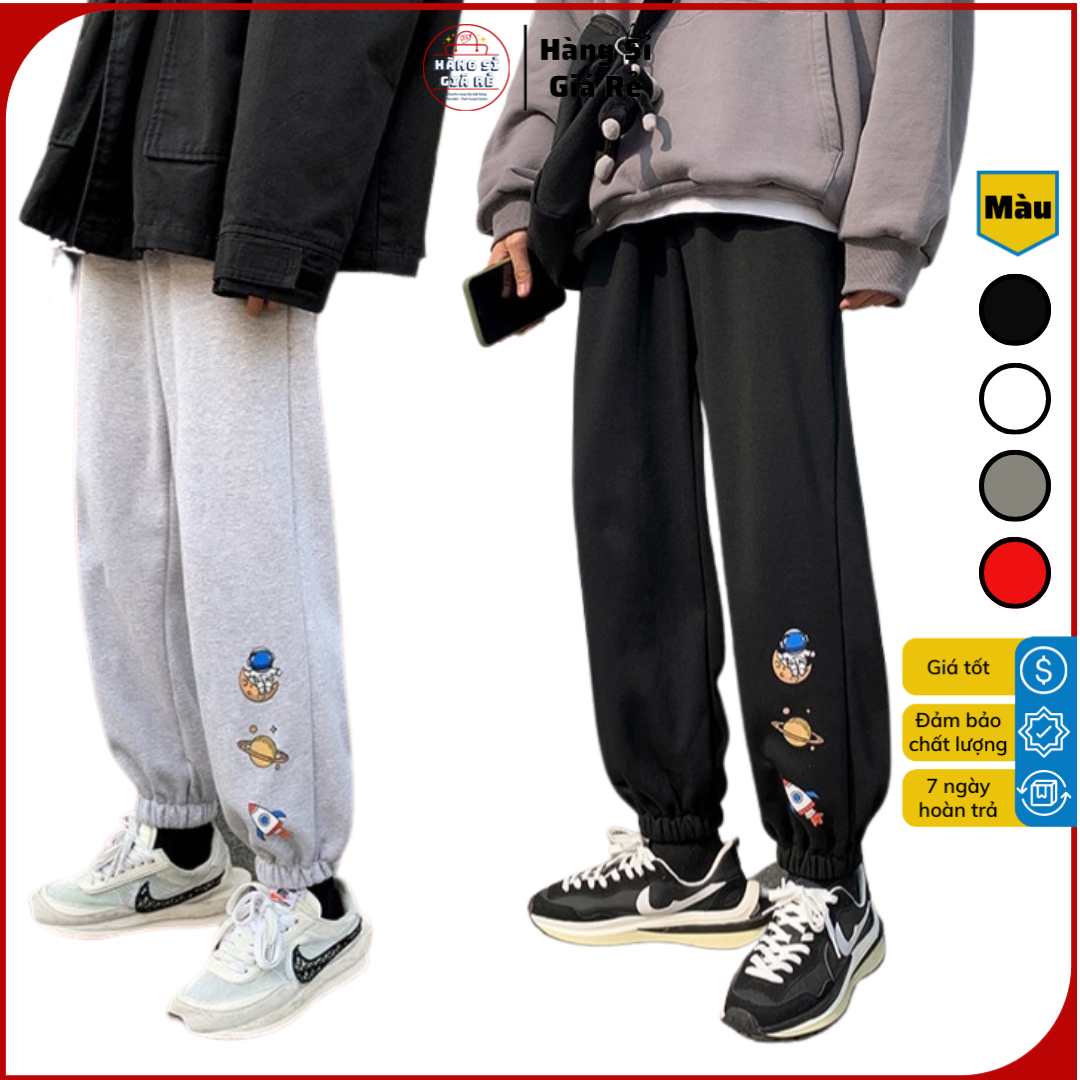 💥 MẪU HÓT 💥 Quần Vải Ống Rộng Nam Nữ , Quần Jogger Thể Thao  , Dây Rút Ở Gấu Quần - 3 Màu Đen Trắng XÁM Chất Nỉ dày dặn [ Q NỈ VŨ TRỤ ]