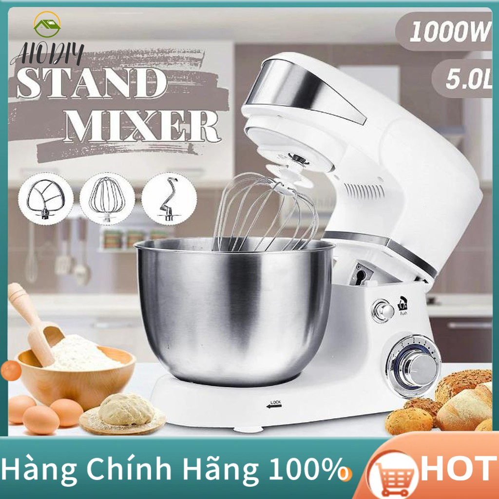 Máy nhào bột đánh trứng cỡ lớn đa năng bát inox 5 lít /6.5 lít trộn salad 3 trong 1 toàn tự động