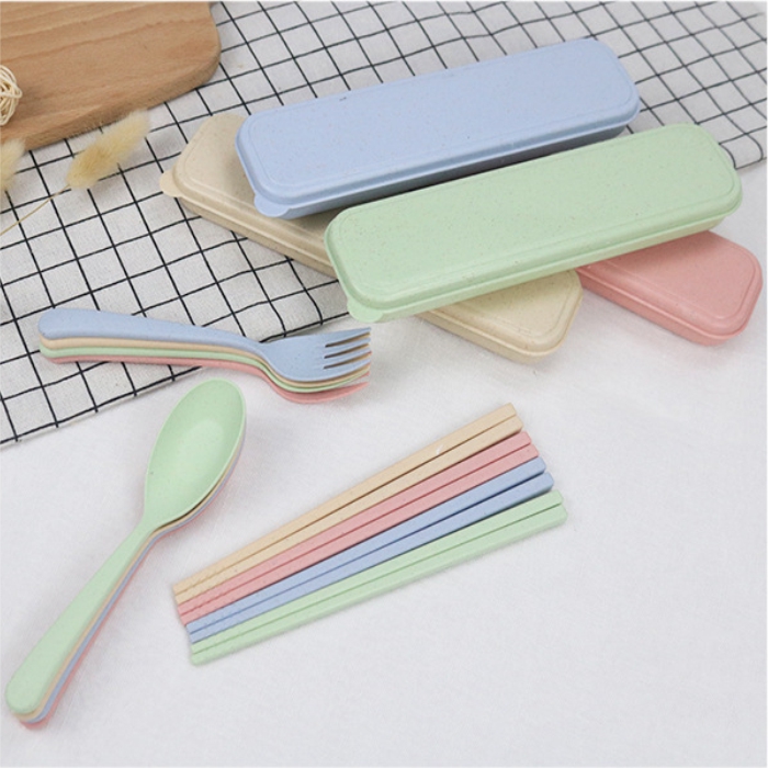 Bộ muỗng nĩa lúa mạch Easy Food thiết kế nhỏ gọn tiện dụng cho du lịch/ dã ngoại và dân văn phòng