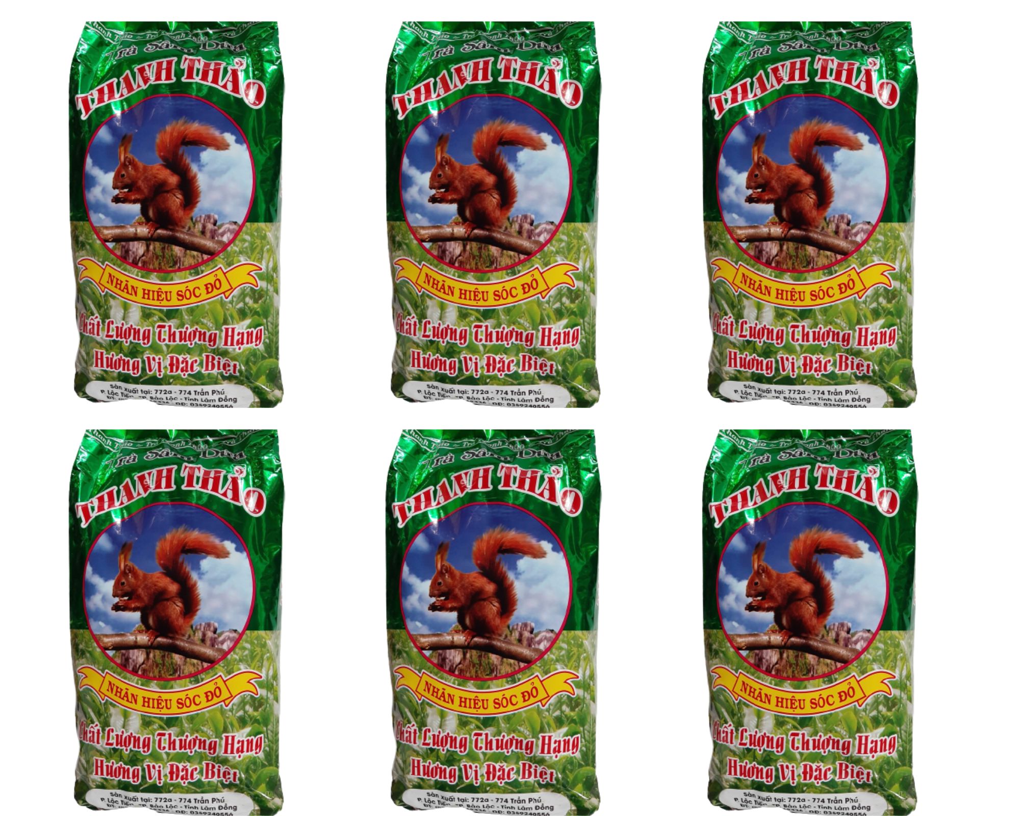 Combo 6 túi trà sâm dứa hiệu con sóc đỏ 70gr x 6 túi_ trà sâm dứa thanh thảo