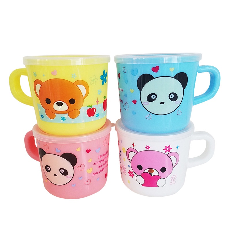 Cốc nước trẻ em hoạt hình dễ thương có nắp đậy