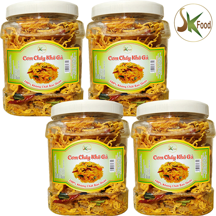 [HCM]COMBO 4 HŨ CƠM CHÁY LẮC KHÔ GÀ SK FOOD MỖI HŨ 500G