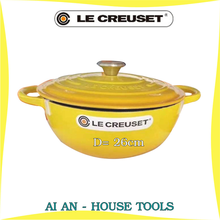 [ Free ship] AI AN 35 - Pot Nồi Le Creuset- Pháp\ Nồi chảo gang đúc tráng men cao cấp rộng 26cm