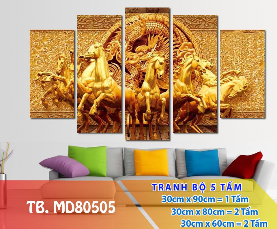 Tranh bát mã - tranh treo mã đáo thành công md0001