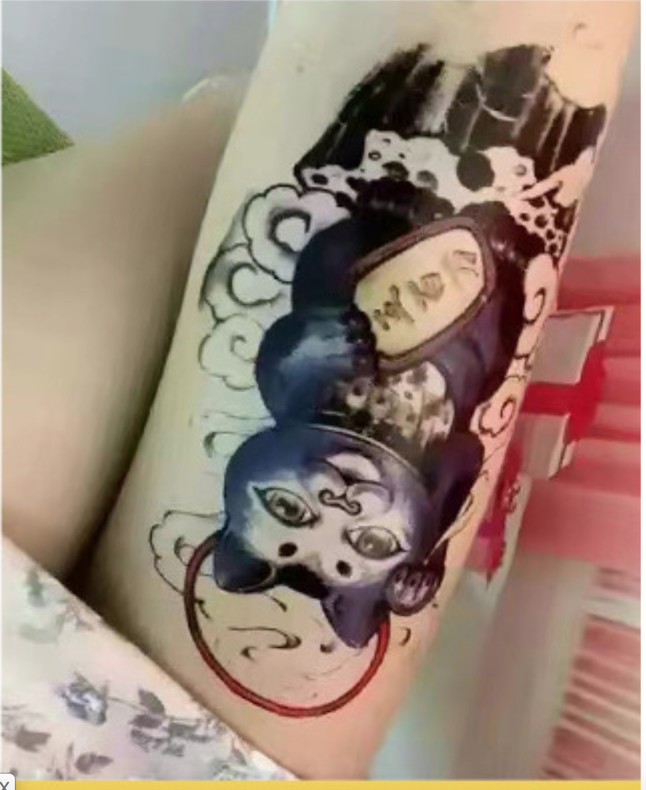 [HCM]Combo 3 tấm hình xăm mèo thần tài AQ-H021 15x21cm