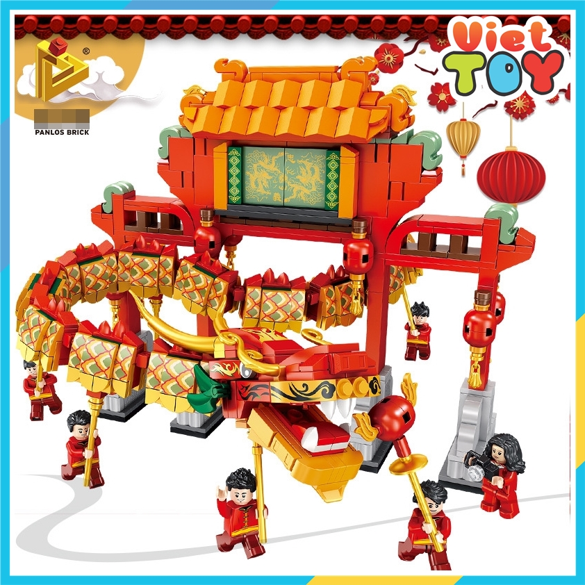 Lắp ráp mô hình múa rồng đón tết cổ truyền panlos - non lego - 7701