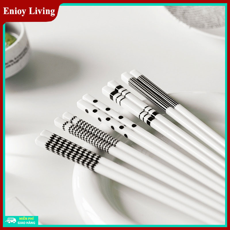 Hộp 5 đôi đũa sứ cao cấp, Đũa gốm sứ Nhật Bản cao cấp, Đũa gốm sứ Ceramic phong cách Nhật Bản cao cấp