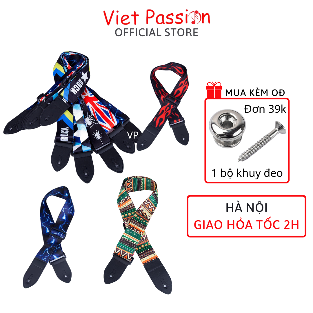 Dây đeo đàn guitar ukulele đàn classic, acoustic ghi ta bass  ghita điện phối hình dày dặn chắc chắn Viet Passion