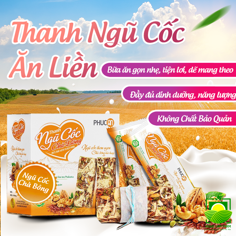 Thanh ngũ cốc ăn kiêng giảm cân phúc an, ngũ cốc chà bông dạng thanh tiện lợi, đầy đủ dinh dưỡng, không chất bảo quản - gạo lức chà bông - thanh cơm lứt ngũ cốc chà bông