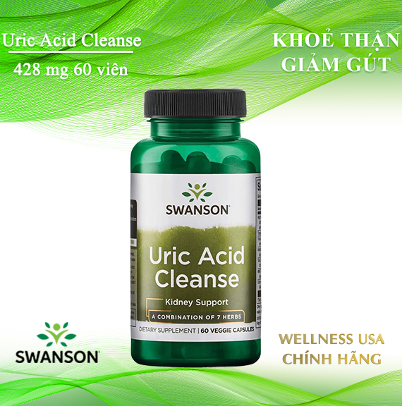 Swanson Uric Acid Cleanse sức khoẻ thận giảm Gút 60 viên date 05 2025