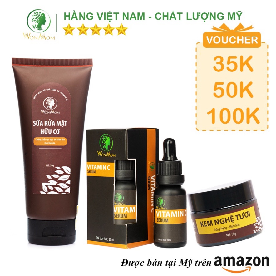 Combo sữa rửa mặt dưỡng sáng da, nâng cao với bộ sản phẩm Wonmom