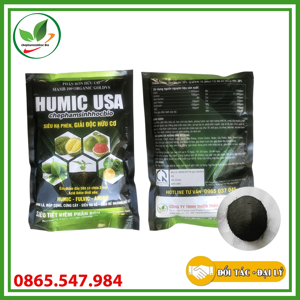 Phân bón hữu cơ humic usa, siêu hạ phèn, giải độc hữu cơ. gói 1kg