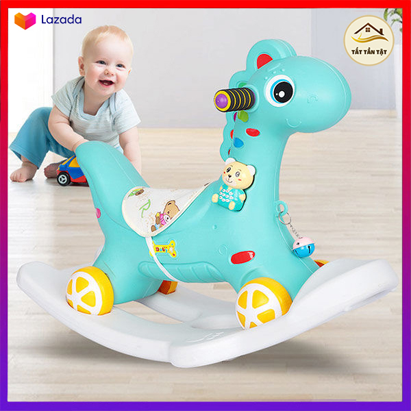 Ghế Bập Bênh Ngựa 2 Trong 1, Xe Bập Bênh, Xe Chòi Chân có Đèn có Nhạc cho Bé Thỏa Sức Vui Chơi