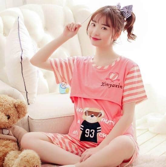Bộ bầu cộc tay bộ sau sinh cho con bú