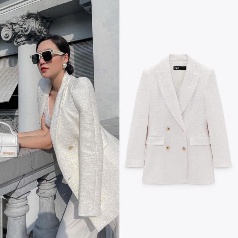 Áo vest trắng weet hai lớp cúc đồng zr