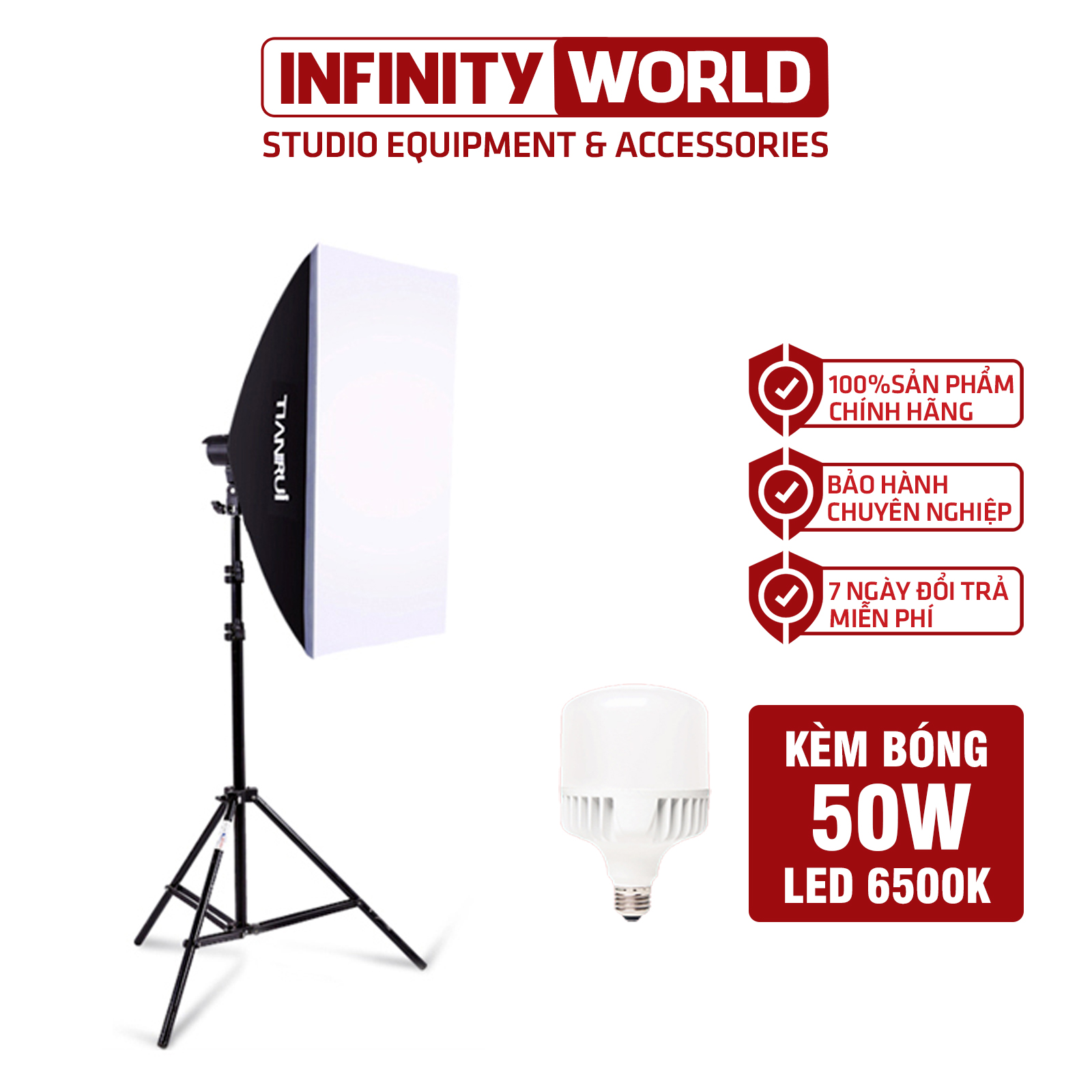 [LẺ] Set 1 đèn chụp ảnh sản phẩm/quay phim TIANRUI (Kèm 1 đèn LED siêu sáng 50W)