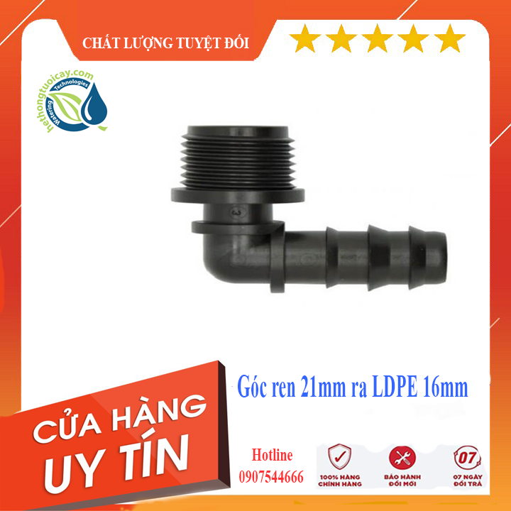Góc nối chuyển từ ren 21 sang dây 16mm