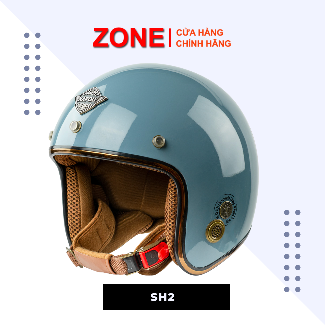 [HCM][HOT NEW] Mũ Bảo Hiểm ¾ Napoli Sh2 Ruby Màu Xanh Mint – Bảo Hành 12 Tháng