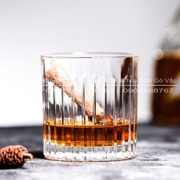 Ly thủy tinh đẹp uống whisky hongli timeless rock 350ml, cốc thủy tinh dầy, thân khía, cao cấp thuytinhgovap hg-w5412-1