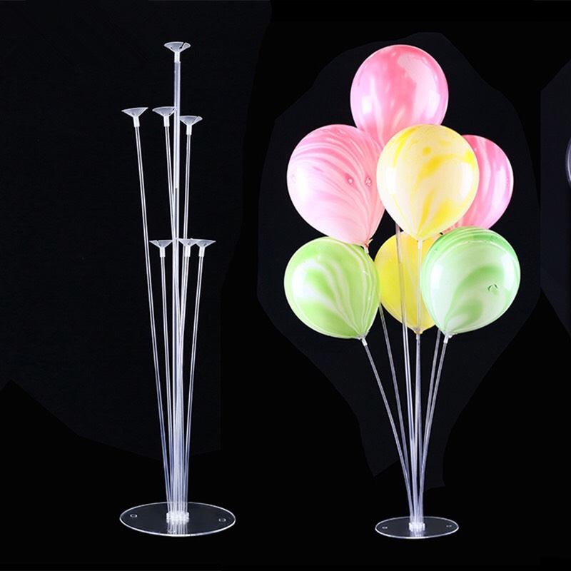 [ GIÁ CỰC RẺ ] COMBO 2 Trụ Trang Trí Bong Bóng Để Bàn 7 Que Trong Suốt - Giá Đỡ Bóng Bay